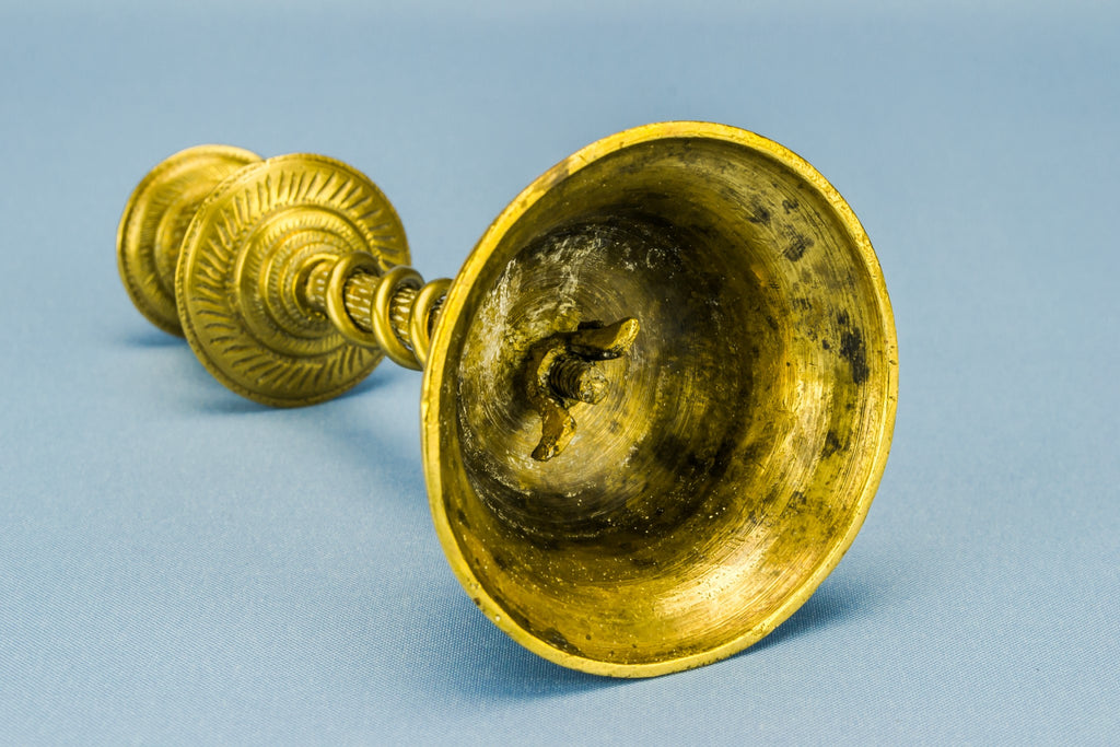 2 coiled brass candlesticks