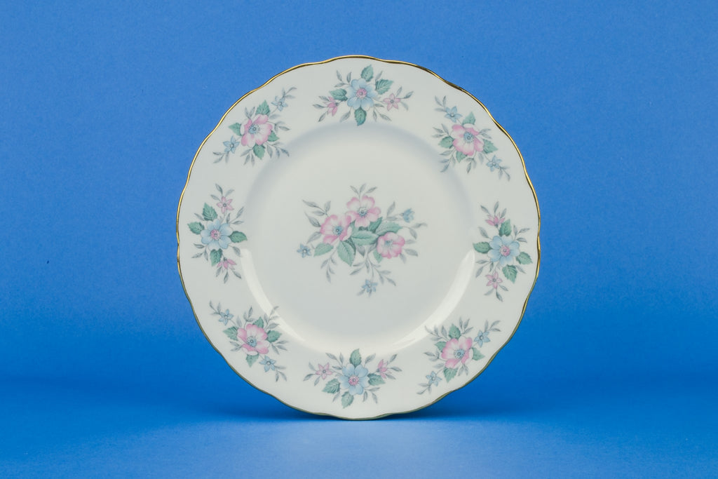 6 medium pink floral plates
