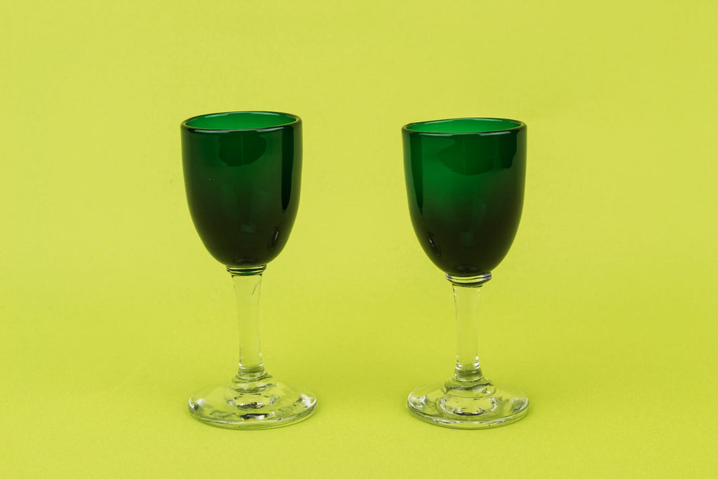 2 green vodka shot glasses