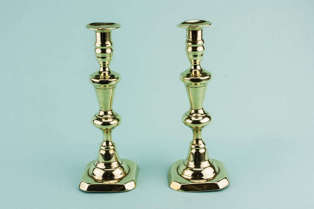 2 brass tall candlesticks