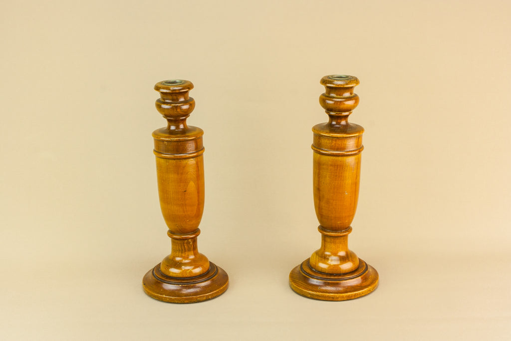 2 Art Deco wooden candlesticks