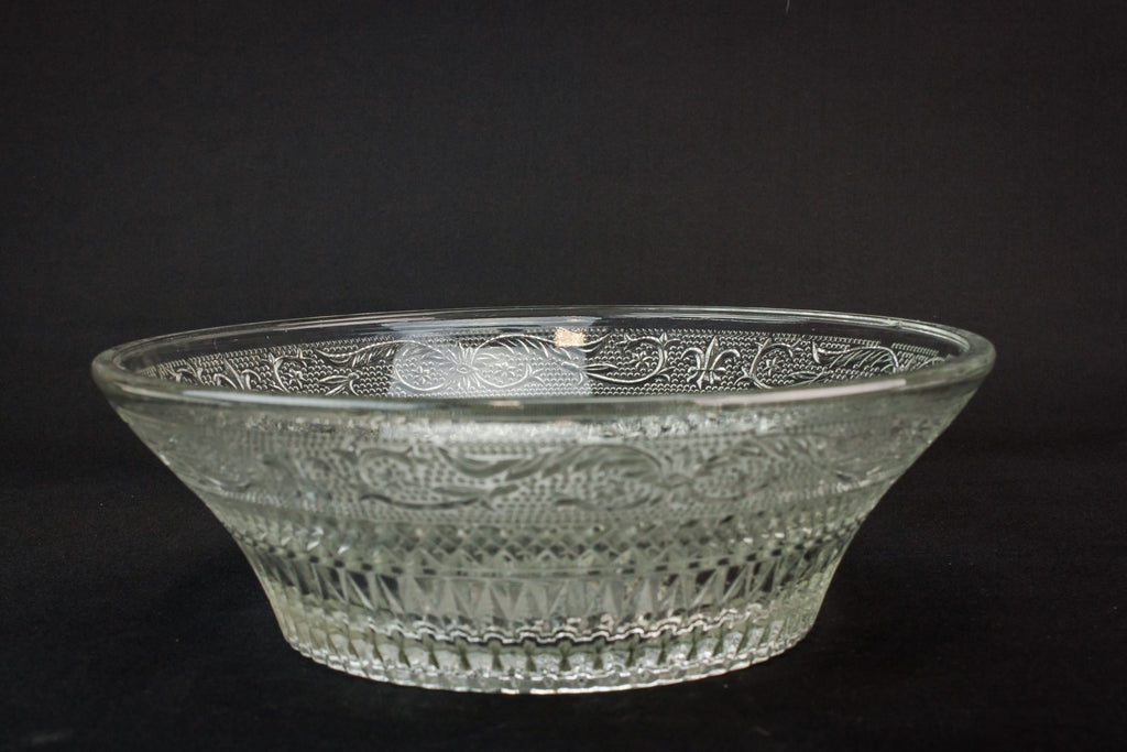 Pressed glass serving bowl