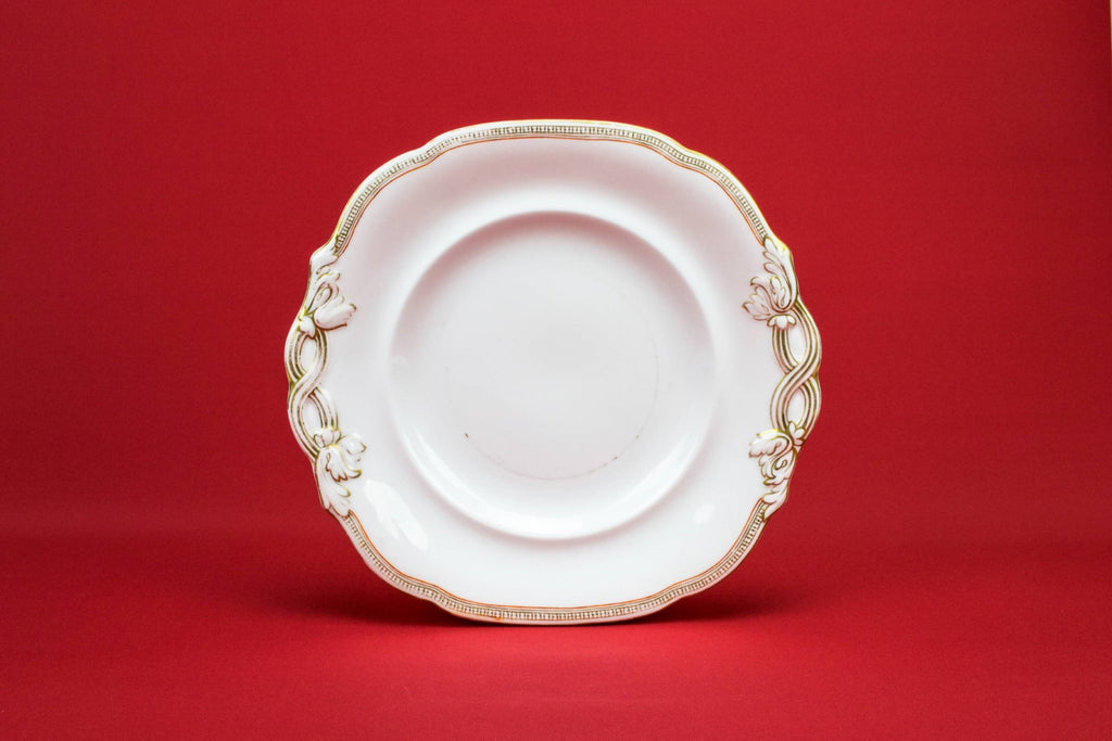 Gold and white serving plate