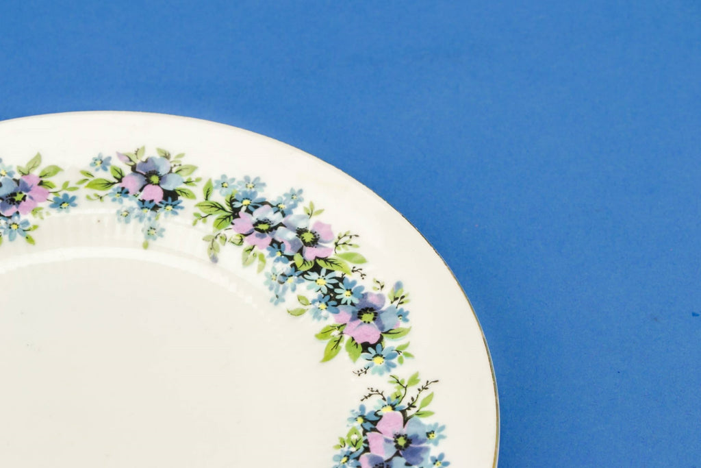 6 blue flower plates