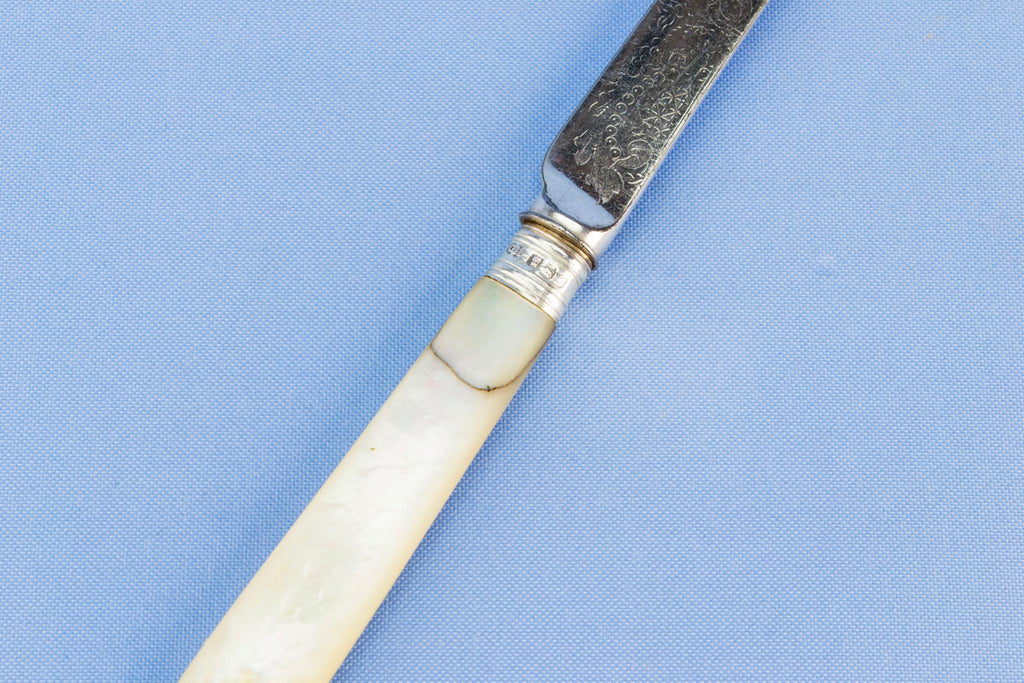 12 Dessert Knives and Forks in Mother of pearl, English 1898