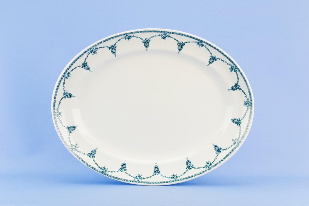 Blue and white Large serving platter, English 1920s