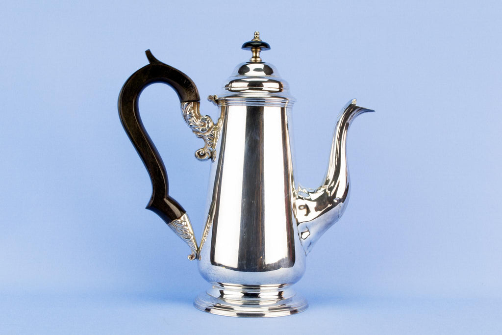 Tall Silver Plated Coffee Pot, English early 1900s