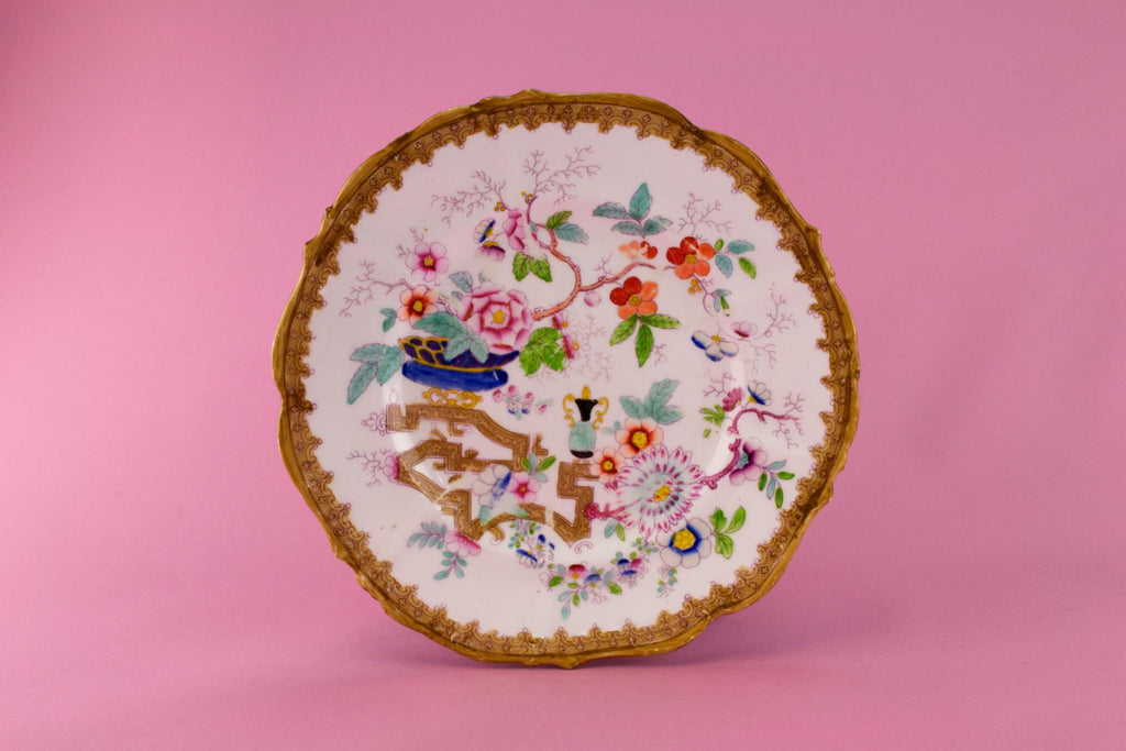 Hand Painted Bone China Serving Dish, English 19th Century