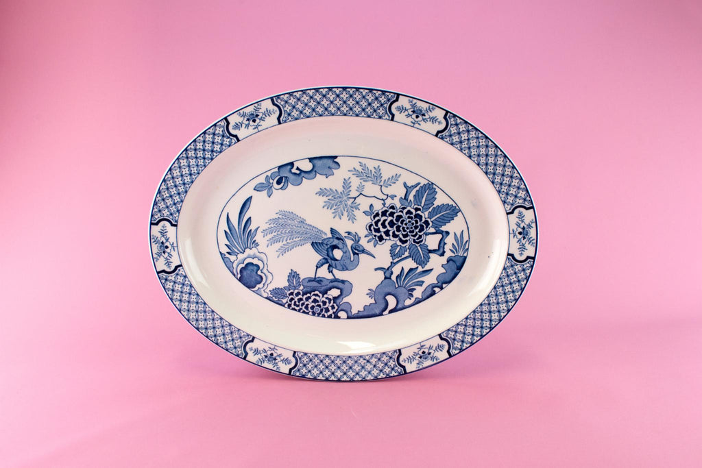 Large Blue & White Yuan Platter, English 1910s