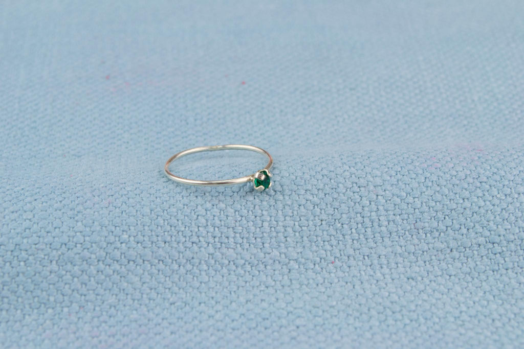 Small Ring Sterling Silver and Emerald