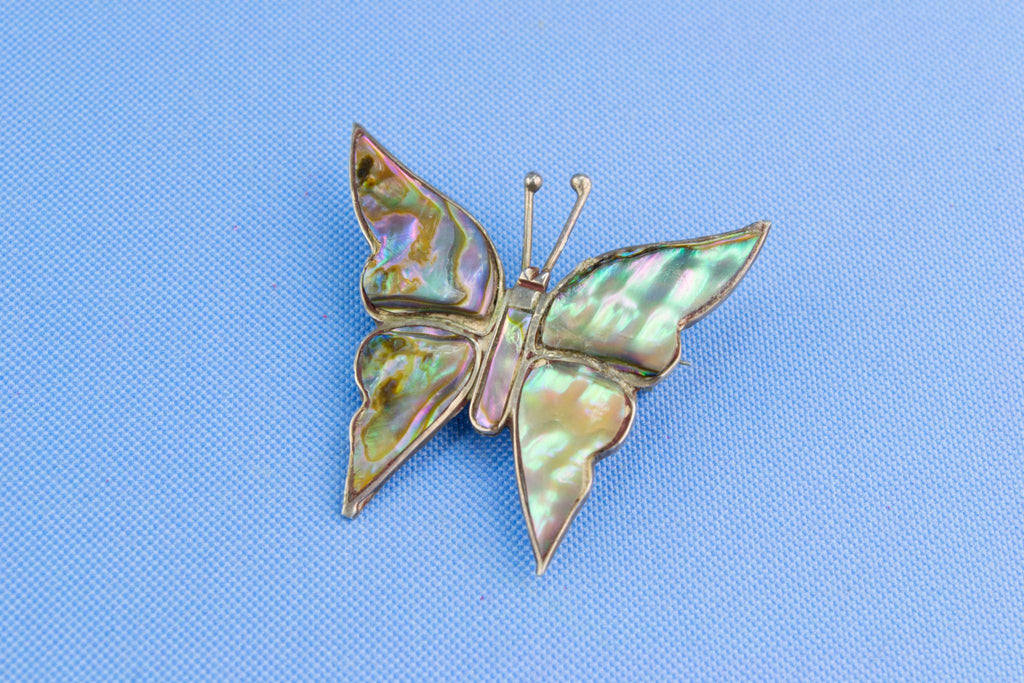 Butterfly Brooch in Sterling Silver and Mother of Pearl
