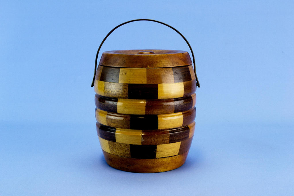 Chequered Wood Ice Bucket, English 1950s