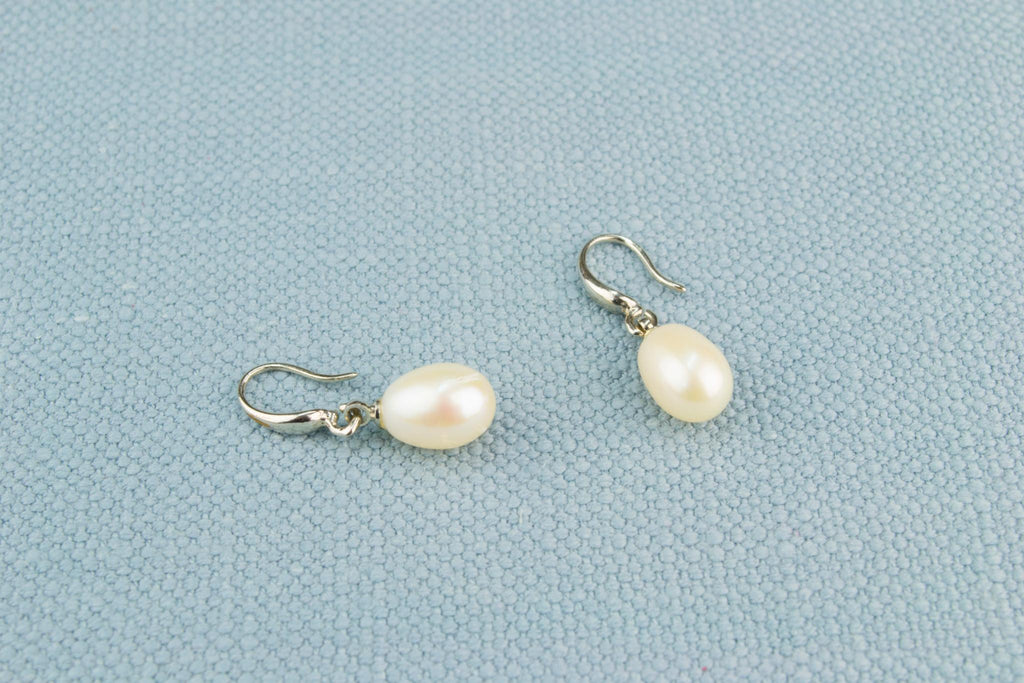 Fresh Water Pearl and Steel Earrings