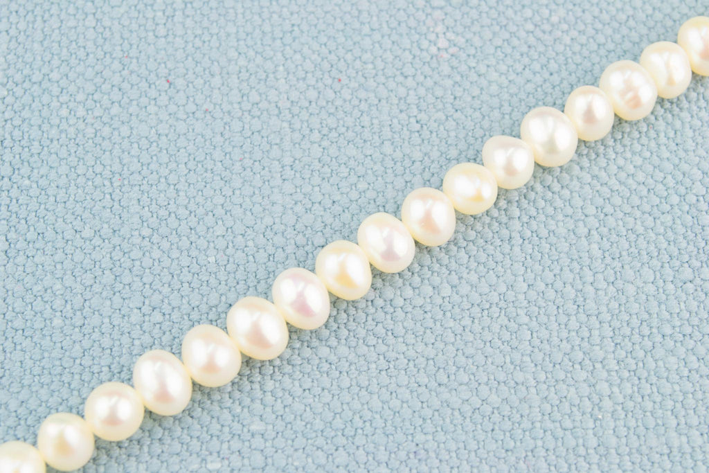 White Fresh Water Pearl Necklace Silver Clasp