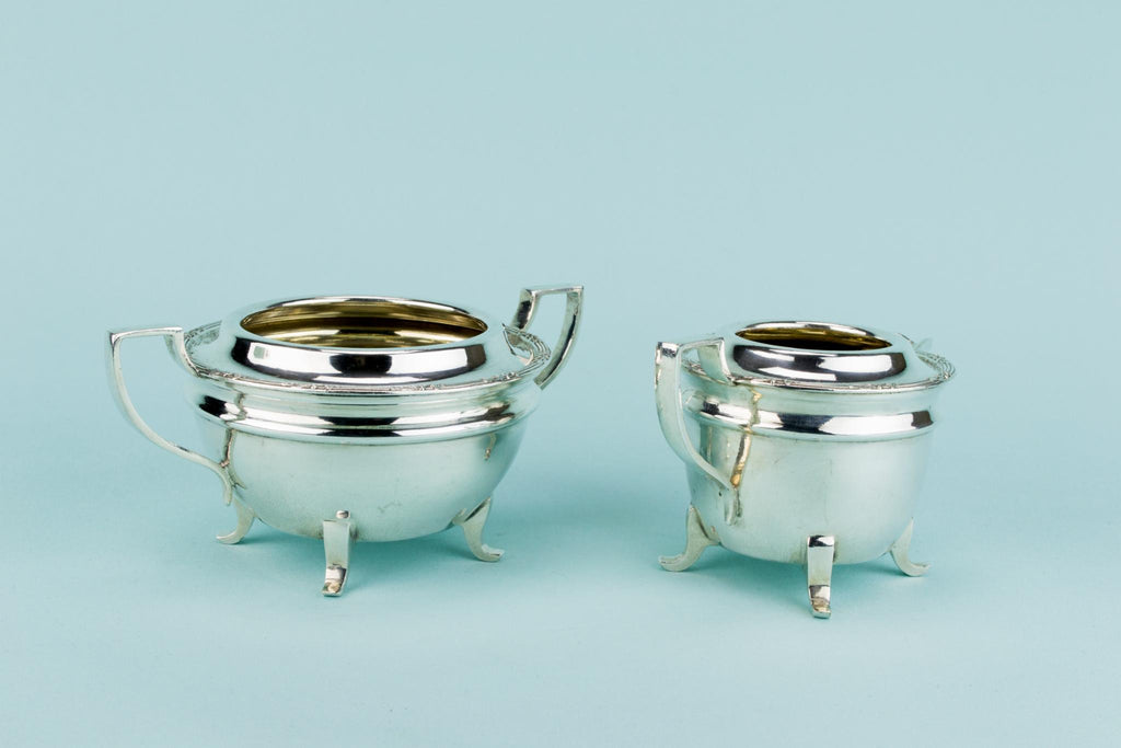 Silver Plated & Gilded Tea Set, English Early 1900s