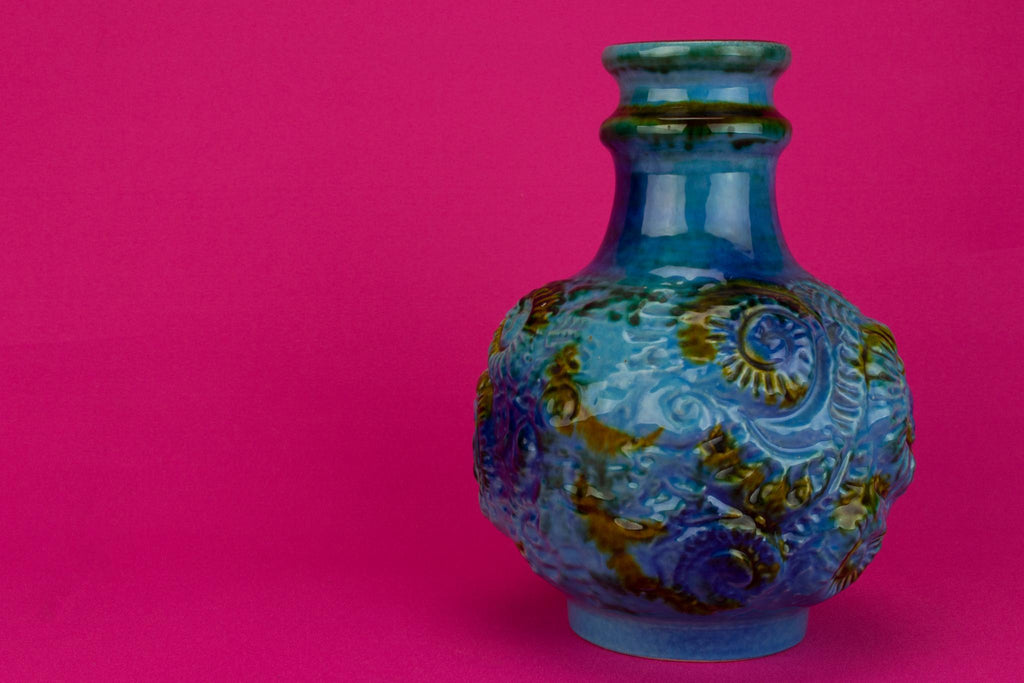 Blue Lava Vase by Carstens, German Circa 1970