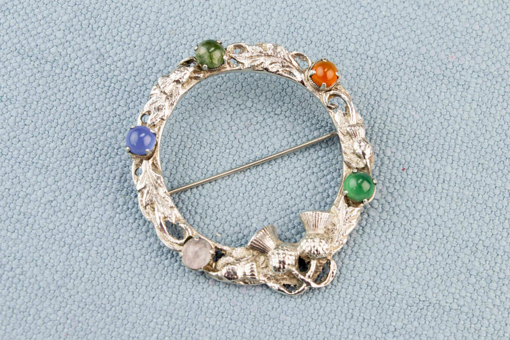 Scottish Brooch in Sterling Silver and Agate 1957
