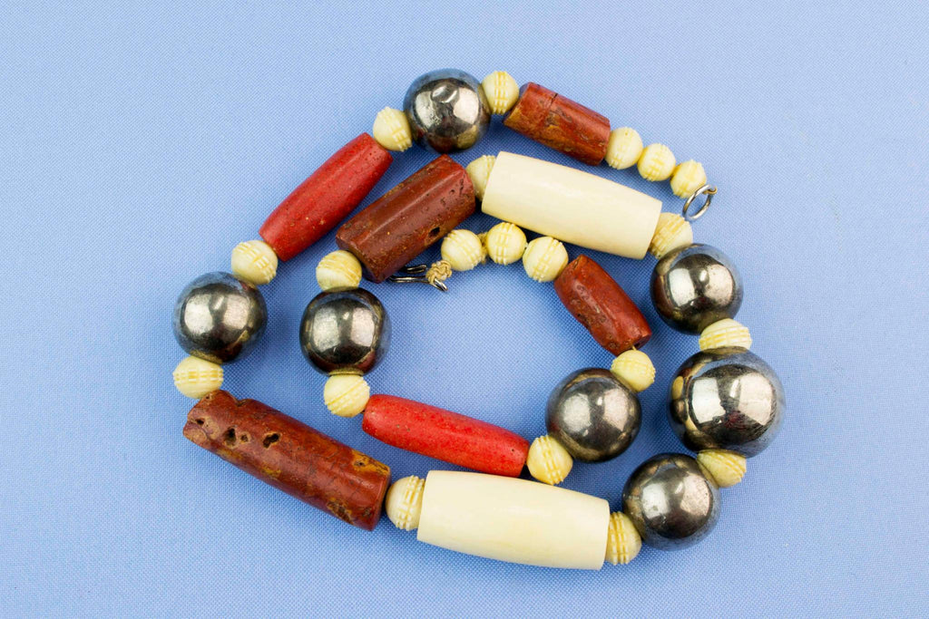 Coral Bone and Ivory Necklace