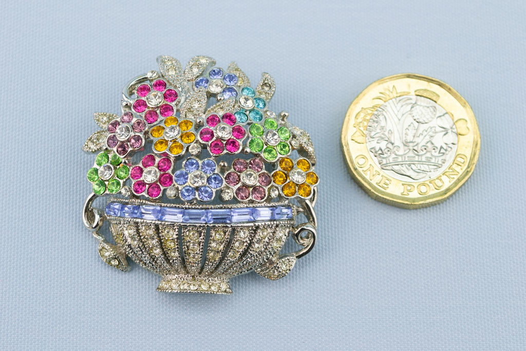 Flower Basket Brooch, English 1950s