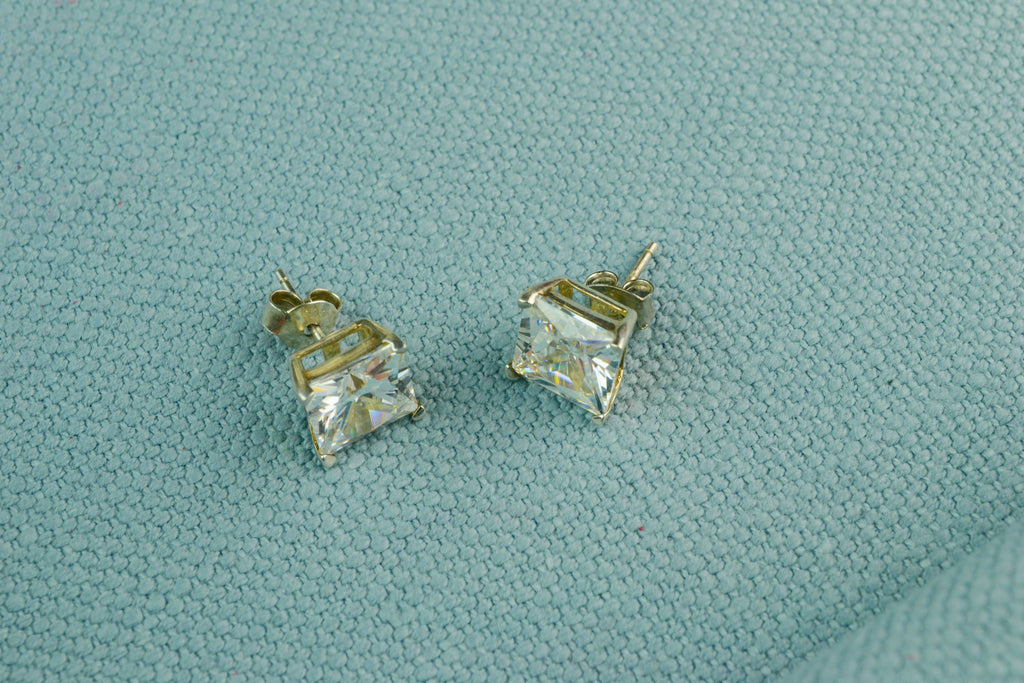 Stud Earrings in Sterling Silver & Clear CZ