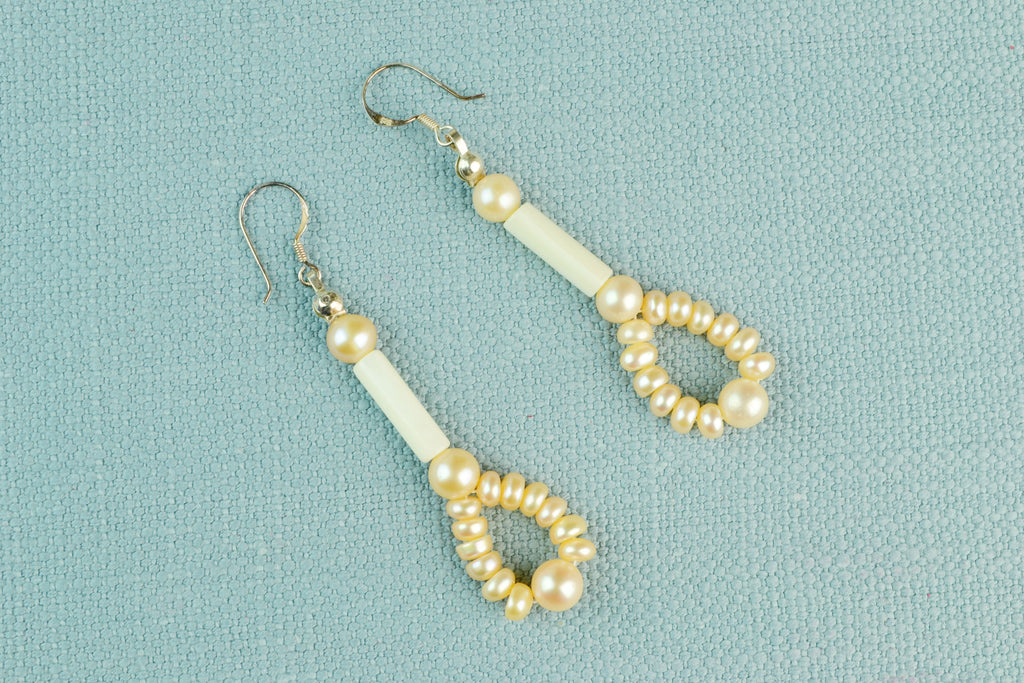Earrings Fresh Water Cultured Pearls and Silver
