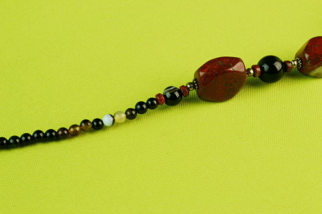 Necklace in Silver with Red Agate Beads