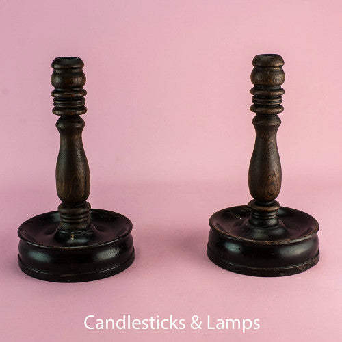 Antique large wooden candlesticks