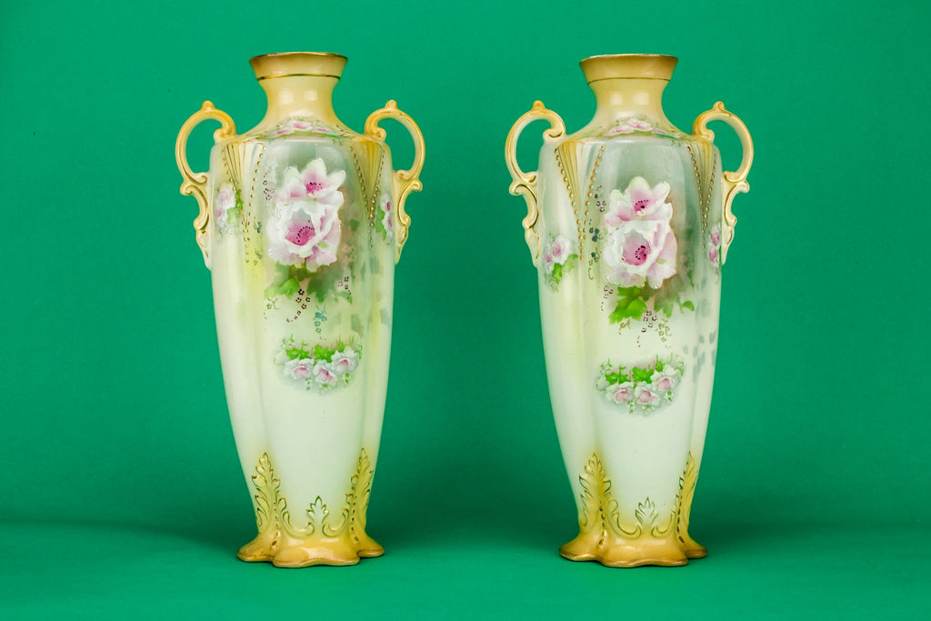 2 Art Nouveau amphora vases