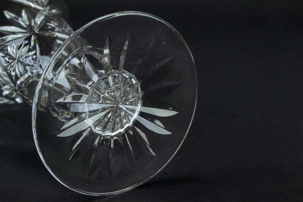 2 cut glass fluted vases