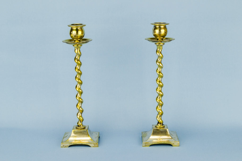 2 barley twist candlesticks