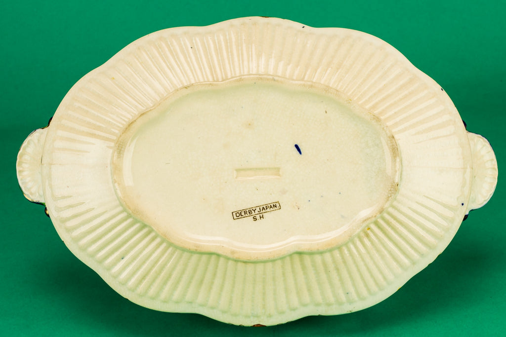 Flow blue serving bowl