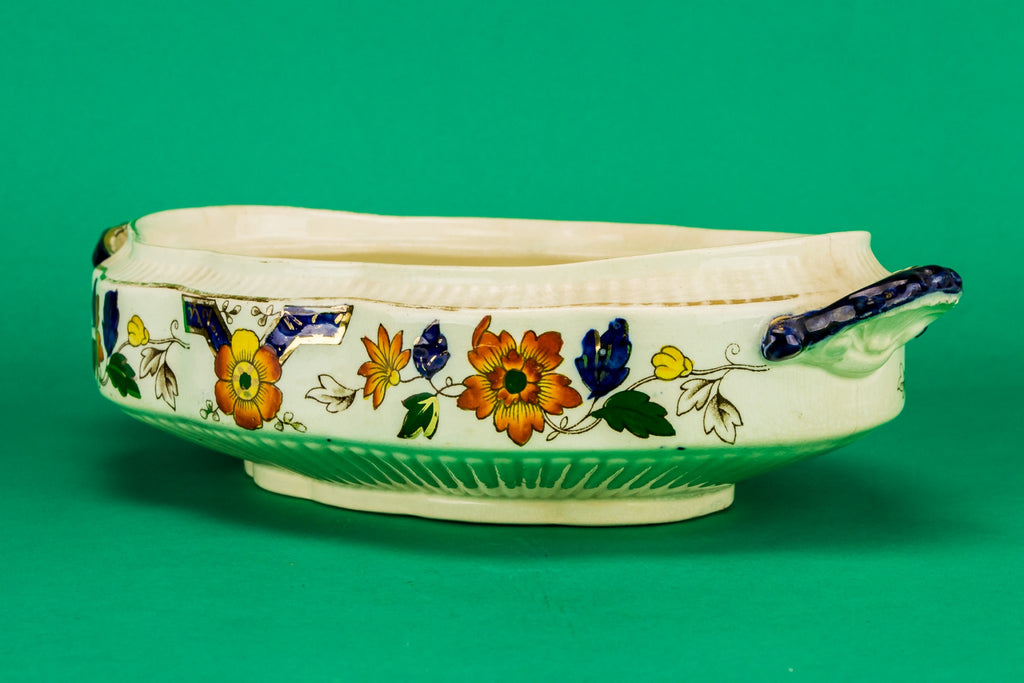 Flow blue serving bowl