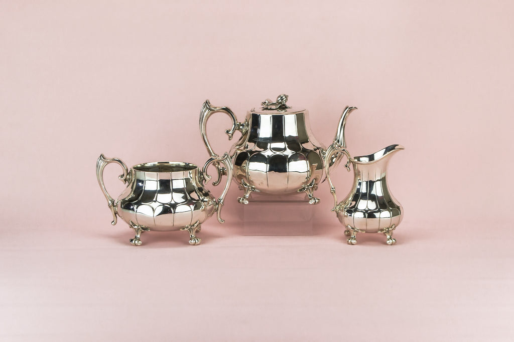 Pear shaped silver tea set