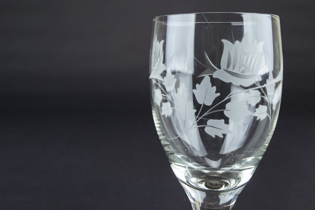 3 engraved wine glasses