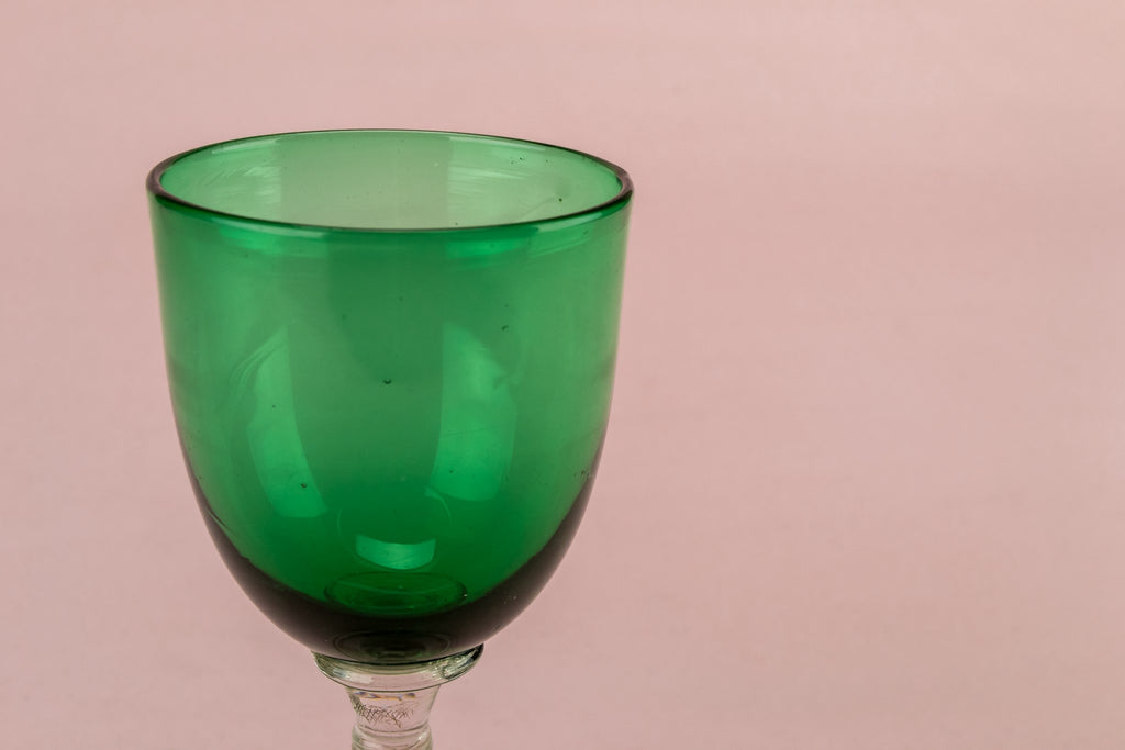 Green dessert wine glass