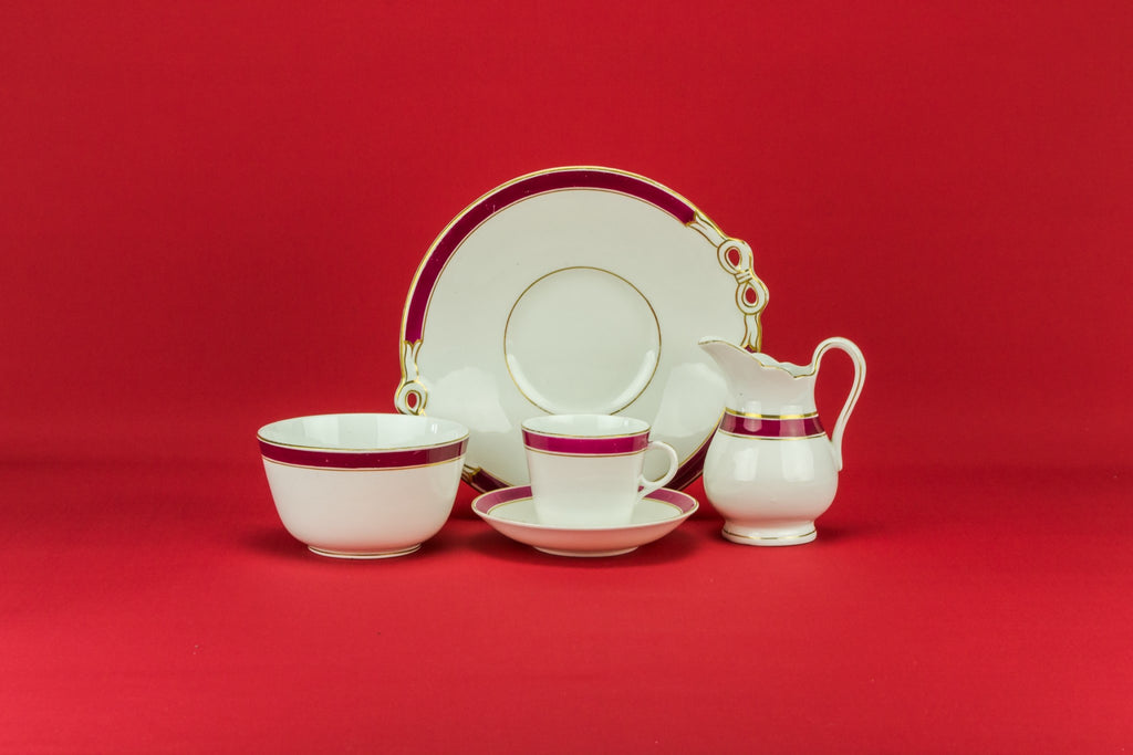 Crimson tea set for 6