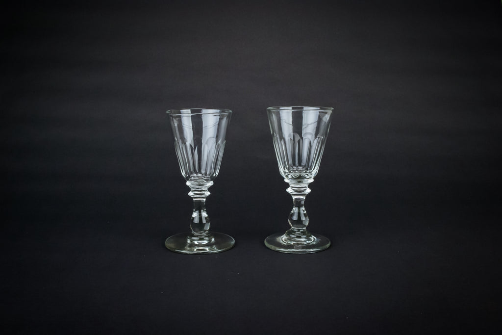 2 conical port stem glasses