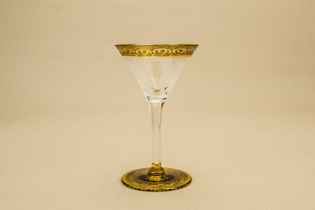 3 engraved stem glasses