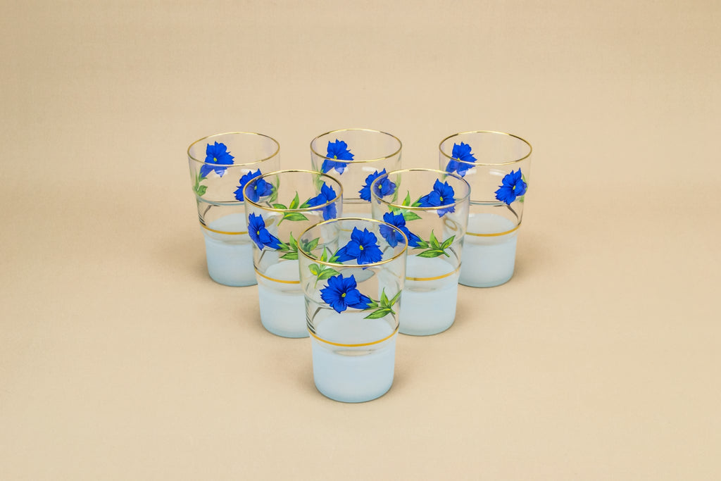 6 bluebell water glasses