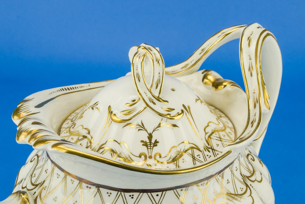 Large gold and white teapot