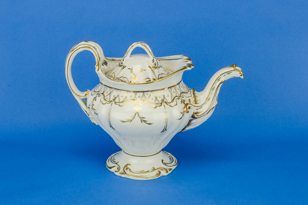 Large gold and white teapot