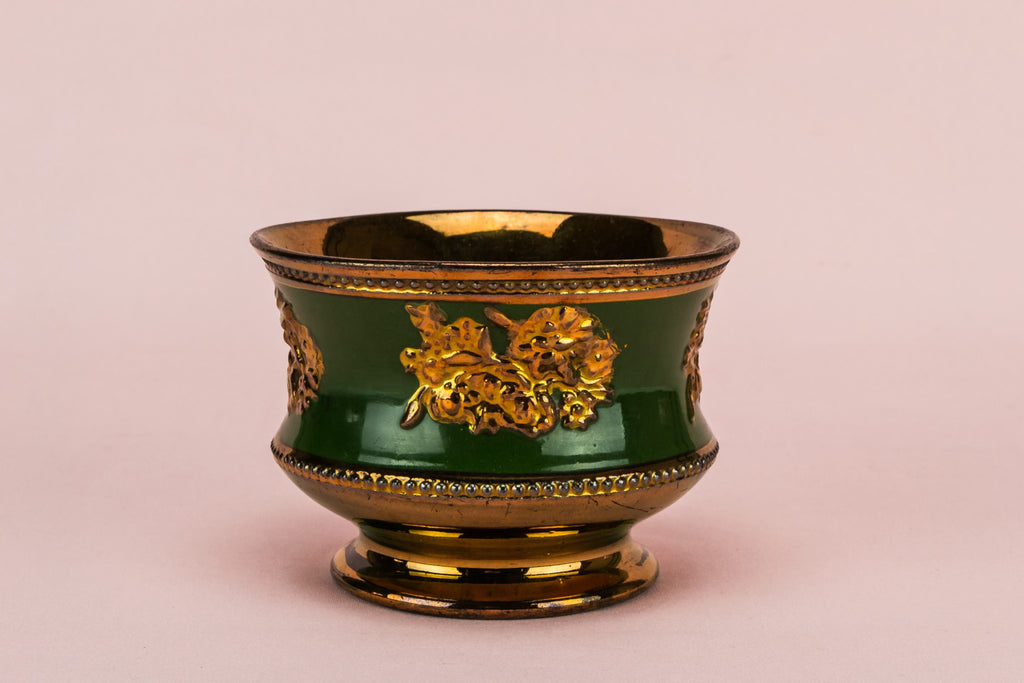 Lustre green sugar bowl