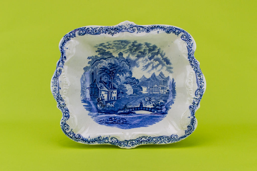 Blue and white serving bowl