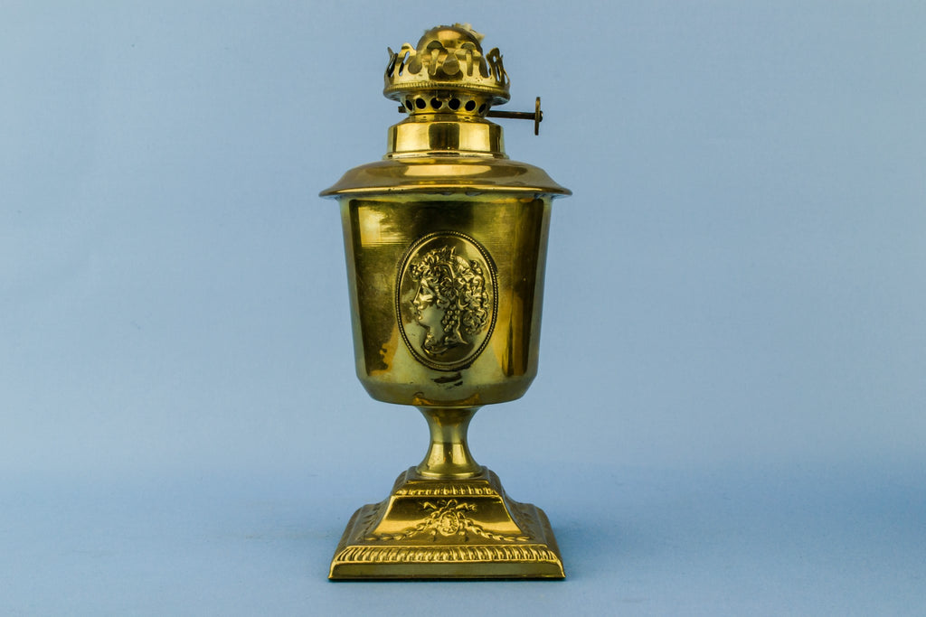 2 small brass oil lamps