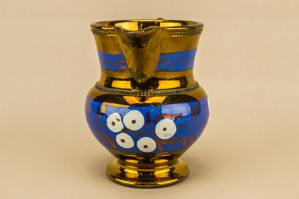 Blue lustre milk jug