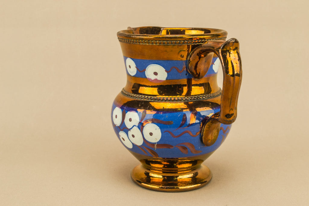 Blue lustre milk jug