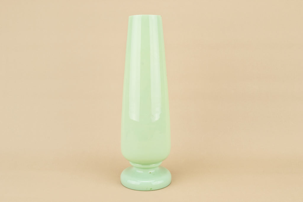 Green glass flower vase