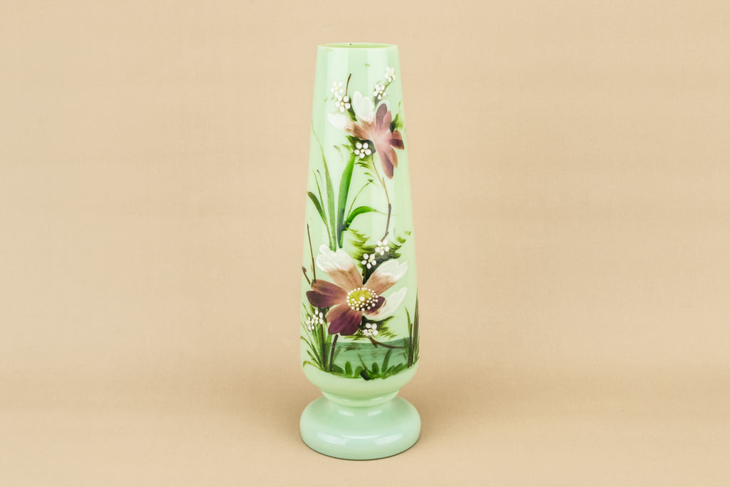 Green glass flower vase