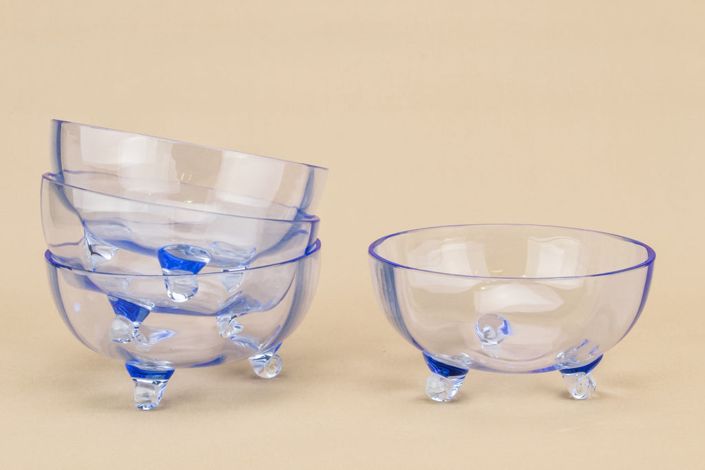Blue glass dessert set