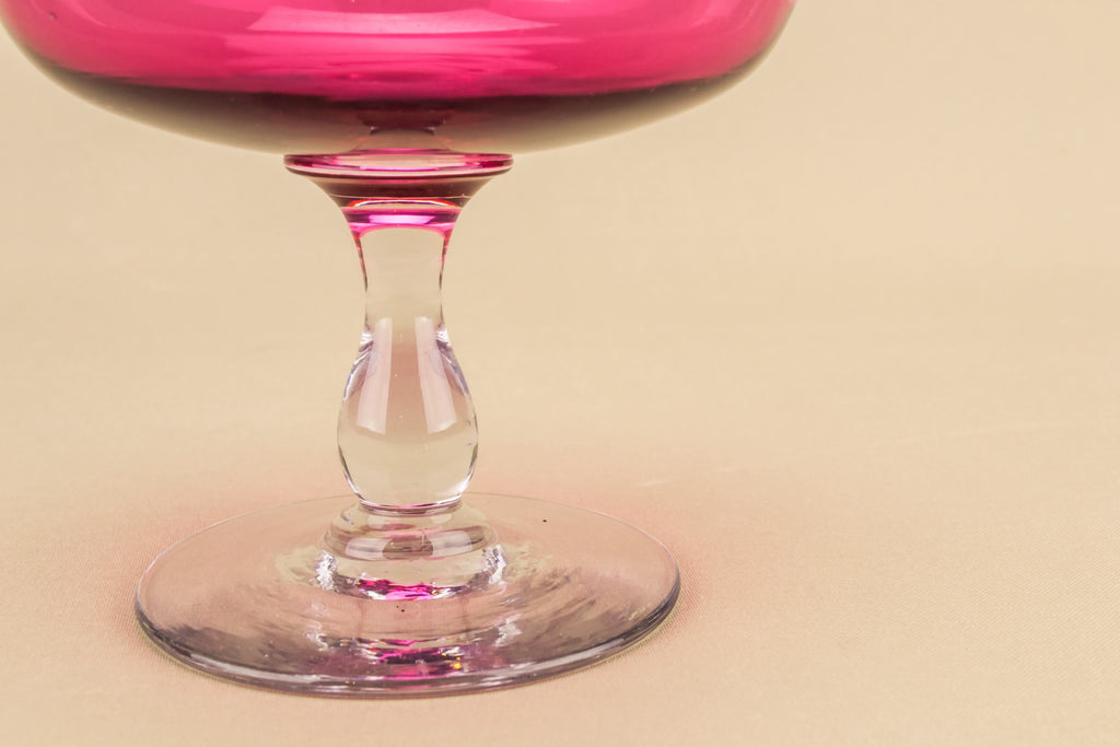 Cranberry glass stem bowl